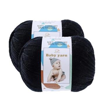 Imagem de Fio de malha para bebês – lã merino 10%, algodão 40%, nylon, 50% novelo de fio macio misturado adequado para tricô de crochê, cobertores de bebê e roupas (aproximadamente 50 g/160 jardas) [conjunto de