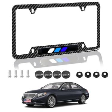 Imagem de Compatível com moldura de placa de carro Tacoma de suporte de placa de licença de fibra de carbono 15 cm x 30 cm com parafusos para decoração de capas de suporte de etiqueta de carro. (TanXW-BLL)