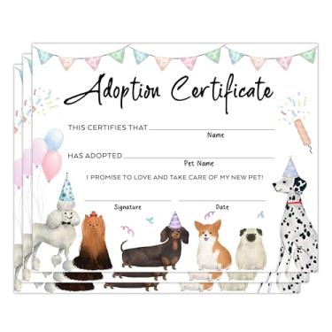 Imagem de Certificados de adoção de filhotes para meninos e meninas, lembrancinhas de festa de adoção de animais de estimação, decorações de festa de adoção com tema de cachorro, Adote um favor de festa de