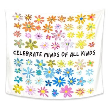 Imagem de Exqcom Tapeçaria de saúde mental, decoração de escritório de terapia, tapeçarias de aceitação de conscientização do autismo para terapeuta, escola, conselheiro, escritório, sala de aula, decoração