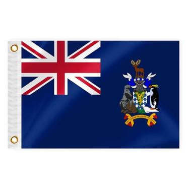 Imagem de Bandeira náutica de barco da Geórgia do Sul e Ilhas Sandwich do Sul 30 x 45 cm Bandeira marinha SGSSI dupla face nylon pequeno iate vela pontão ATV bicicleta caminhão motocicleta bandeira com 2 ilhós