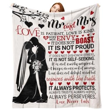 Imagem de Zzkol Presentes de casamento para casais, cobertor de flanela, presente de chá de panela para noivas recém-casados, ideias de noivado de oração de casamento, presente romântico para homens e mulheres