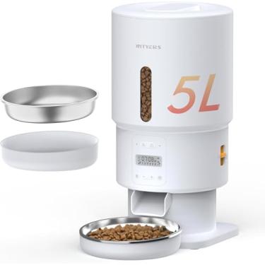 Imagem de Alimentador automático para gatos – Dispensador de comida antientupimento de 5L com preservação do frescor, 1-6 refeições/dia, porções programáveis, voz de 10s, vida útil da bateria de 180 dias