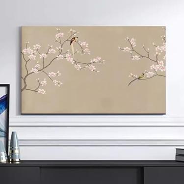 Imagem de Capa de proteção contra poeira para TV interna, padrão de pintura floral, pássaros, protetor à prova de poeira para telas LCD/LED, tecido decorativo, capa de televisão, sala de estar/quarto - flor 3||
