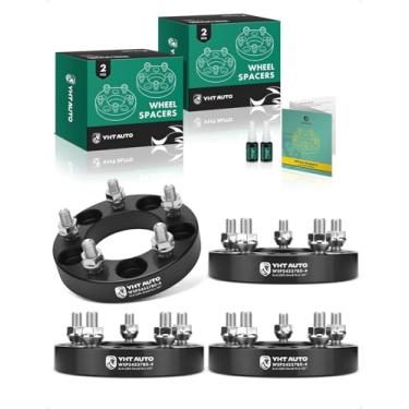 Imagem de YHTAUTO Espaçadores de roda 5 x 4,5 25 cm para Toyota, Ford, Jeep Honda, Dodge, KIA, Hyundai e Chrysler, Bússola, Patriot, espaçadores de pneu de 5 x 114,3 mm com pinos de 12 x 1,5 mm furo central de