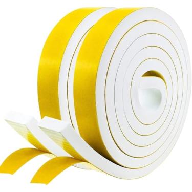 Imagem de Faixa de vedação de porta de decapagem climática, fita de espuma autoadesiva, tira de vedação contra clima, para vedação de lacuna, 0,9 cm x 9,5 cm x 3,5 m, branca