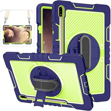 Imagem de Capa para Galaxy Tab S8 Plus / Tab S7 FE 5G / Capa para tablet Galaxy S7 Plus para crianças com suporte giratório 360 e alça de alça, proteção robusta com suporte de caneta para tablet Samsung de 12,4