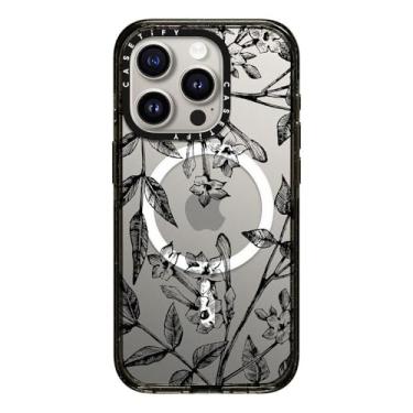 Imagem de CASETiFY Capa Impact para iPhone 15 Pro [proteção contra quedas de grau militar de 2,5 m 4X/compatível com Magsafe] - Jasmim botânico - preto transparente