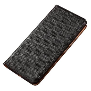 Imagem de POYUFRG Capa de couro genuíno para Xiaomi 17 Pro Max/17 Pro/17, capa carteira flip com fecho magnético com suporte para cartão, capa preta, 17