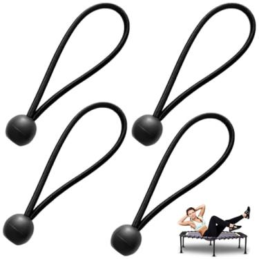 Imagem de SquEqu Pacote com 4 cordas elásticas de reposição para trampolim de 15 cm, bolas elásticas pretas para mini rebote de 101,6 cm/121,9 cm, mini trampolim dobrável