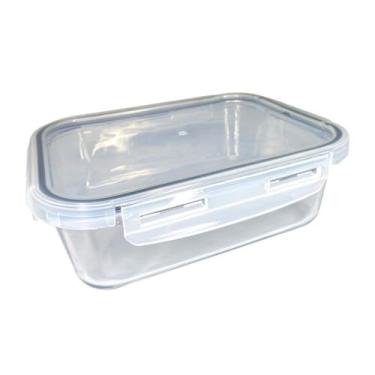 Imagem de Pote de Vidro Hermético para Alimentos, Tampa Plástica com Trava, Recipiente Retangular, Capacidade 1040ml