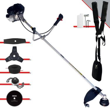 Imagem de Roçadeira Robusta Toyama RT43LB25A À Gasolina 43cc 1,7HP 5 Opções de Corte Com Lâmina Facão, Lâmina 3 Pontas, Lâmina 80 Dentes, Trimmer e Carretel