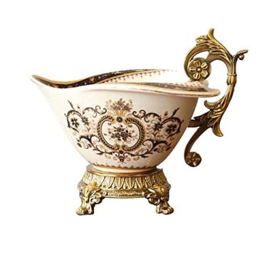 Imagem de Cesta de frutas para cozinha, tigela de frutas, estilo chinês, retrô, alça única, prato de frutas, decoração de sala de estar, prato de frutas de cerâmica, tigela de porcelana, tigela de frutas