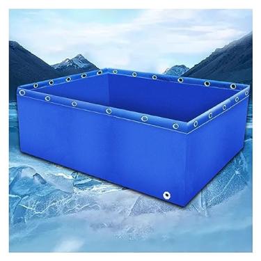 Imagem de HYUIO Piscina de aquário de lona de PVC para peixes de água salgada 0,5 mm Tanque de armazenamento de água com válvula de drenagem ideal para Koi, tartarugas, tanque de retenção temporário de natação