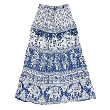 Imagem de Saia Indiana Maia Longa Estampada P M G e GG Várias Cores - Neha, Azul