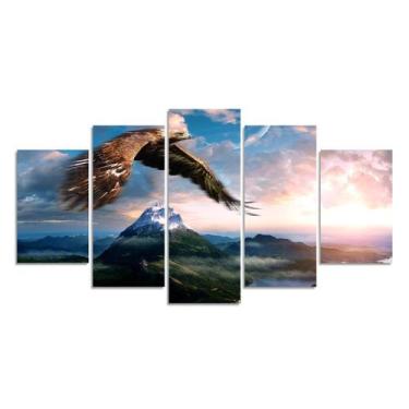 Imagem de Kit 5 Quadros Decorativos Sala Casa Águia Paisagem Solar - Show Vendas