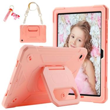 Imagem de Capa infantil para Galaxy Tab A11+ Plus/A9 Plus de 11 polegadas com suporte mágico giratório, chaveiro/alça de ombro, capa militar atualizada para Samsung Galaxy A11+/A9+ (rosa)