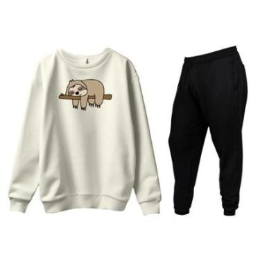 Imagem de Conjunto de Moletom Blusa Sem Capuz e Calça Jogger Estampas-Masculino