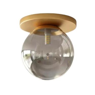 Imagem de Plafon Moderno Dourado Globo de Vidro Sala Corredor Lavabo - Arevo Ilu