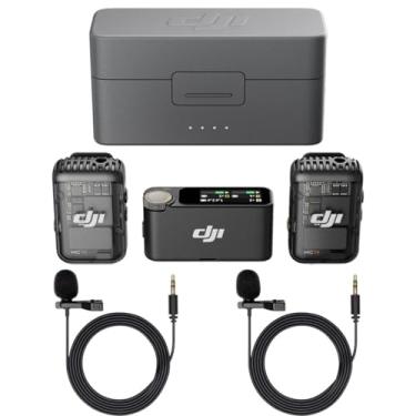 Imagem de DJI Microfone 2 (2 TX + 1 RX + estojo de carregamento), microfone sem fio tudo-em-um, cancelamento de ruído inteligente, para iPhone, Android, pacote de câmera, 2x lapela condensadora omnidirecional