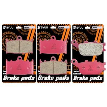 Imagem de S SYUU Conjunto de pastilhas de freio de cerâmica para motocicleta - dianteiro e traseiro - alto desempenho baixo ruído compatível com Suzuki GSF650 GSX 650 F 1250 F 2010-2016 SV1000 SV 1000