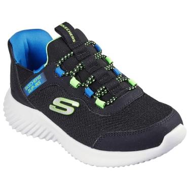 Imagem de Skechers Bounder-Brisk-Burst Tênis para meninos, Preto/Azul/Limão, 12.5 Little Kid