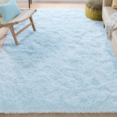 Imagem de Alfombra Merelax de Peluche Suave y Esponjosa 122x180 cm Azul Bebé