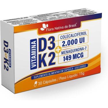 Imagem de Vitamina D3 + K2 30 Caps (D3 2000Ui e K2 149mcg) Flora Nativa-Unissex