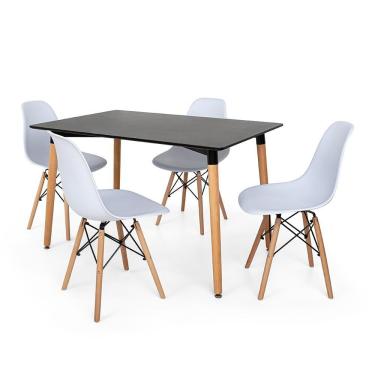 Imagem de Kit Mesa Eiffel 120x80 Preta 4 Cadeiras Charles Eames Branca