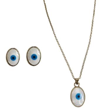 Imagem de Conjunto Olho Grego com Pingente e Brincos em Resina