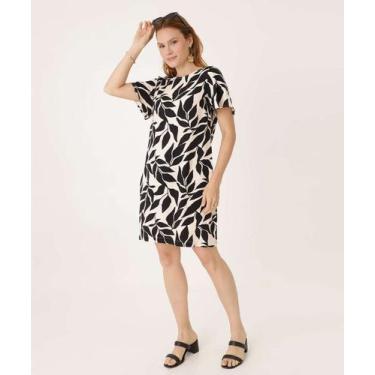Imagem de Vestido Feminino Curto Estampa Folhas Marisa-25077, Bege, G