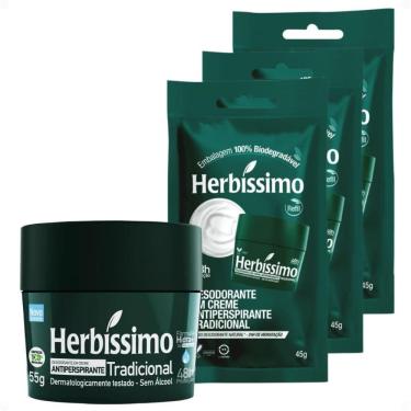 Imagem de Kit Herbíssimo Desodorante Creme Antiperspirante Tradicional 55g + 3 Refis 45g