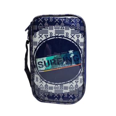 Imagem de Estojo Box Escolar Surf Onda Praia Grande Reforçado Verão Organizador Aula Material Lápis Caneta