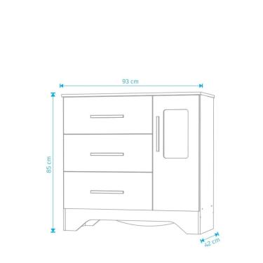 Imagem de Cômoda Popy Retro 1 Porta 3 Gavetas - Moveis Peroba Amendoa-branco