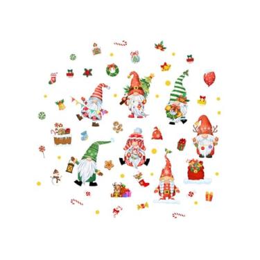 Imagem de IEUDNS Adesivo de parede de gnomos de Natal, decoração natalina, arte de parede grande em PVC removível para janelas e ambientes externos.