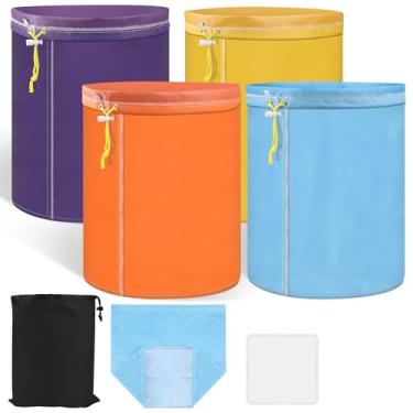 Imagem de Pletpet Pacote com 4 sacos de filtro de tela de 5 galões, sacos de filtro de malha de nylon reutilizáveis de 4 cores com tela de pressão e bolsa de armazenamento para hidroponia, jardinagem, suco (220