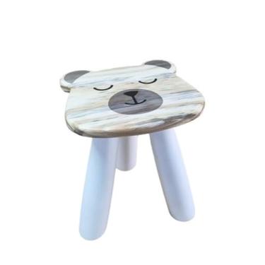 Imagem de Mini Banqueta Urso com Assento de Madeira Removível – Estabilidade, Charme e Conforto para o Cantinho Infantil.