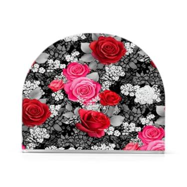 Imagem de Qilmy Porta-guardanapos, lindas rosas de acrílico transparente porta-lenços de guardanapo para mesa, suporte de guardanapo de coquetel de papel de seda para cozinha, dispensador de guardanapos de