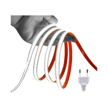 Imagem de Fita LED COB À Prova d'Água 220V, Corte De 10CM, 240 LEDs/M, 3000K, 40