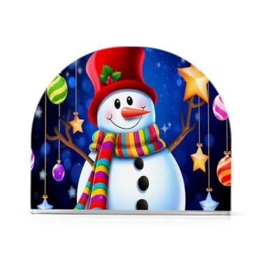 Imagem de Wassud Porta-guardanapos acrílico boneco de neve com estrelas, dispensador de guardanapo de papel moderno para mesa, cozinha, sala de jantar, bancada 1 peça (comporta 50-60 guardanapos)
