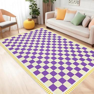 Imagem de Lacomfy Tapete xadrez multicolorido, 10 x 15 cm, colorido, para sala de estar, macio, antiderrapante, para sala de jogos, para meninos e meninas, tapete lavável geométrico clássico para quarto de bebê