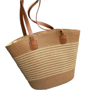 Imagem de Bolsa Feminina De Palha TrançAda – Capacidade EspaçOsa, Bolsa De Praia, Ideal Para FéRias E Lazer No VerãO.(bege)