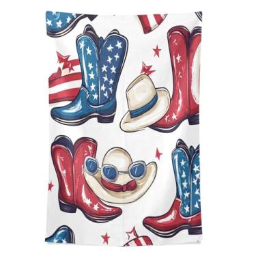 Imagem de STAYTOP Tapeçaria estilo bandeira americana botas caubói tapeçaria para decoração de casa dormitório sala de estar quarto tapete de parede (60 × 51 polegadas)