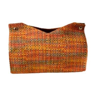 Imagem de Fenteer Porta-lenços de papel com capa protetora, organizador de guardanapos, dispensador de papel higiênico em couro PU, ideal para casa, carro, penteadeira, Laranja