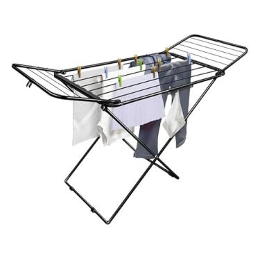 Imagem de Varal de Chão Dobrável com Abas em Aço Reforçado – Varal Portátil Grande Capacidade 16,5kg – Seca Roupa Prático para Apartamento e Lavanderia