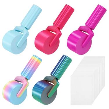 Imagem de Kit de rolo de prensa manual de pintura de diamante de 5 peças com papel protetor de 100 A6, ferramenta de roda de rolo de arte de diamante portátil, ferramentas de artesanato DIY bordado de strass