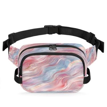 Imagem de Pochete abstrata de mármore rosa para mulheres e homens com alça ajustável, bolsa transversal, bolsa de peito, bolsa tiracolo, Cor 1