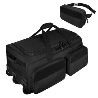 Imagem de Bolsa esportiva com rodas, bolsa grande de 120 L, bolsa de viagem militar à prova d'água para acampamento militar tático, Preto