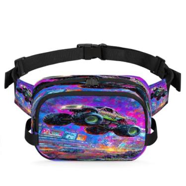 Imagem de Pochete roxa legal de caminhão para mulheres e homens com alça ajustável, bolsa transversal, bolsa de peito, bolsa tiracolo, Cor 1