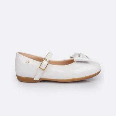 Imagem de Sapatilha Menina Pampili Bailarina Laço Strass Verniz Branca-Feminino